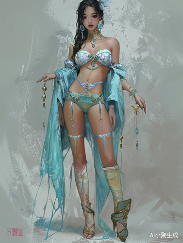 手绘珍珠美人鱼薄纱长裙，简约流畅的时尚神秘
