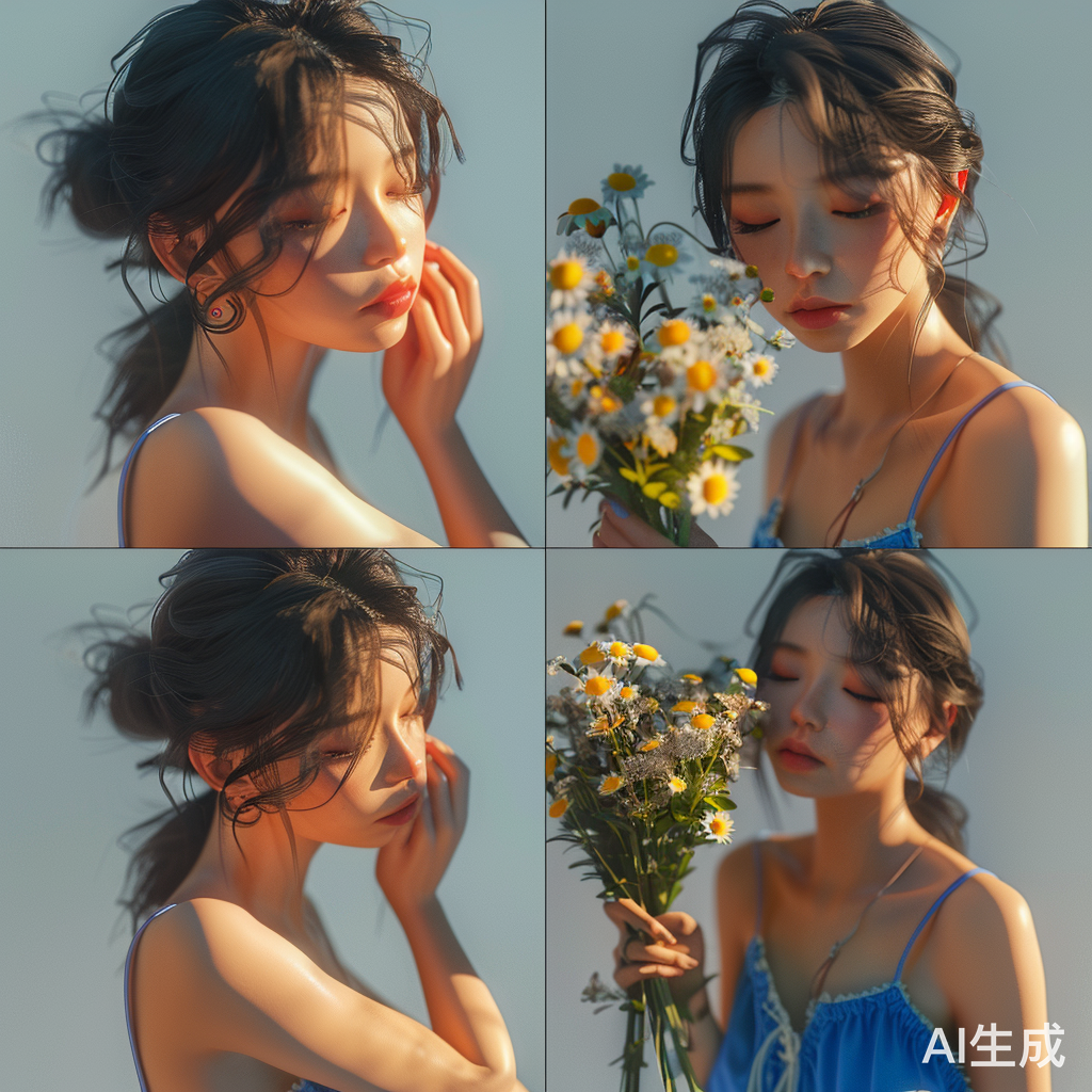 女孩在白色背景下表情包，脸贴脸手牵手亲吻额头