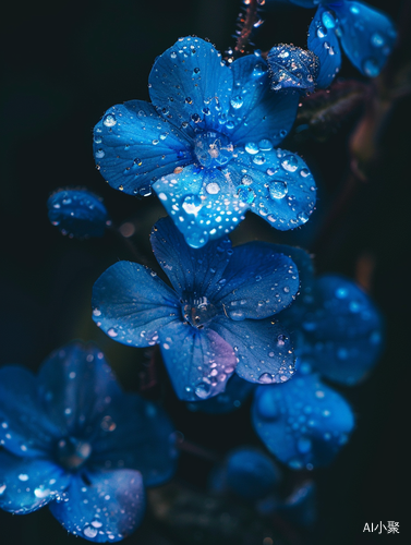 Small Blue Flowers: Delicate Texture and Mysterious Atmosphere