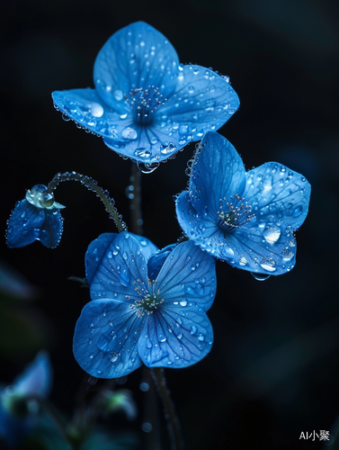 Small Blue Flowers: Delicate Texture and Mysterious Atmosphere