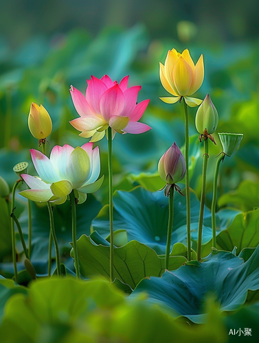 Harmonious and Vibrant Lotus Flowers in Valley