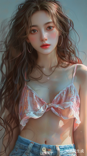 气质美女的复古风，简洁纤腰配牛仔短裤