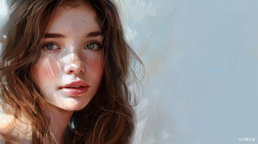 年轻漂亮女性的超真实浅色素描画