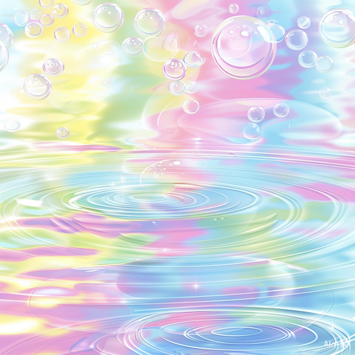 Dreamy and Ethereal Rainbow with Water Ripples