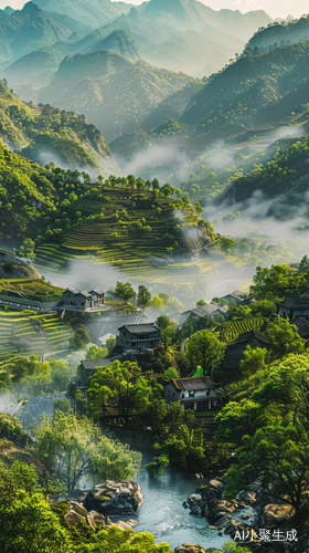 80年代山区农村春天景色