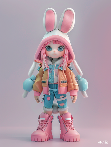 Super Cute Chinese Zodiac Girl in Rabbit Hat with Tech Elements