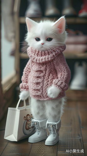 Modern Organic Kitten Shopping in Mall
