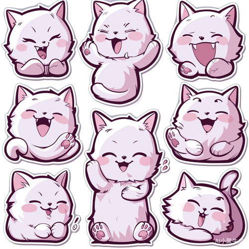 小猫咪的多彩线条艺术表情