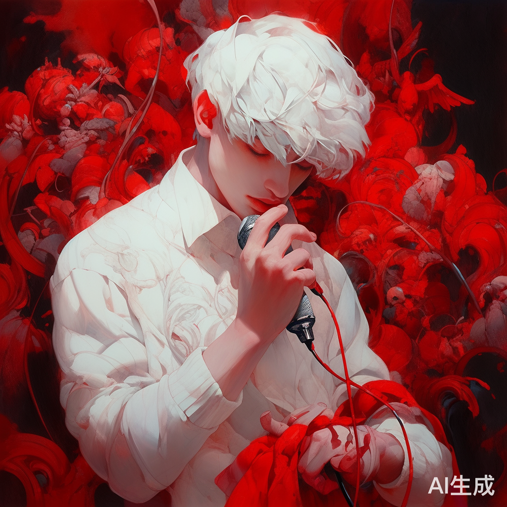 杰姆斯·简风格白发男孩油画