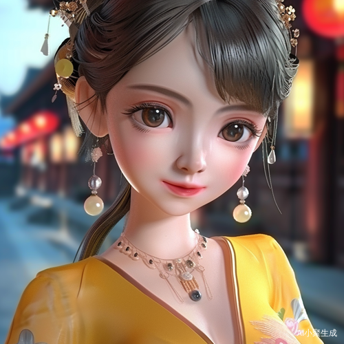 精致女孩的黄色旗袍裙