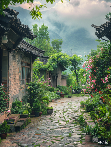 雨后江南乡村的桃红柳绿与自然美景