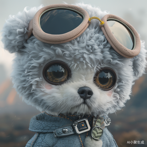 可爱浅灰色泰迪宠物狗穿敦煌飞天衣服4k超清大眼睛