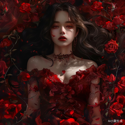 深红色头发中的女王