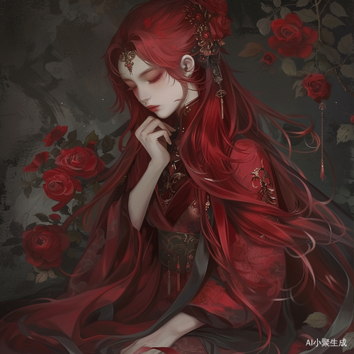 深红色头发中的女王