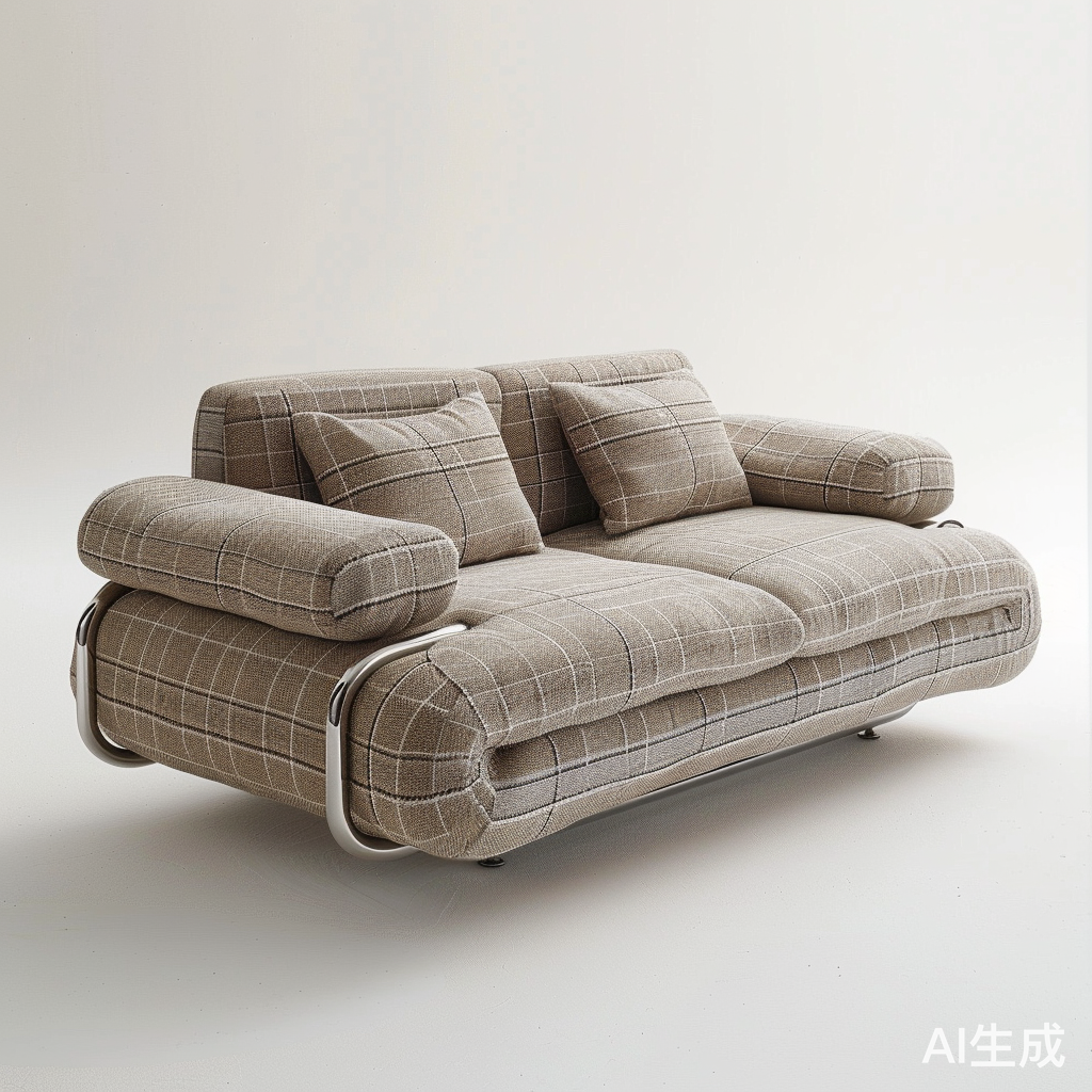 简约现代风格沙发带可翻折圆形栏杆