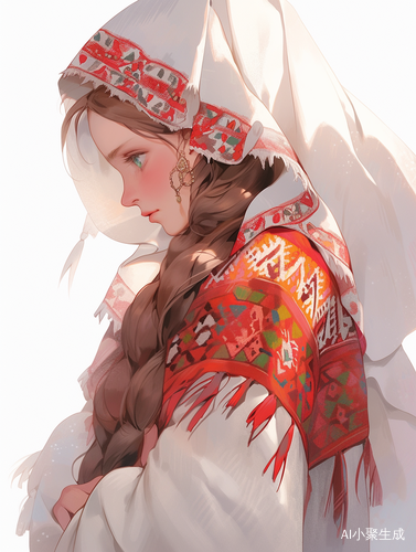 俄罗斯女孩身穿传统服饰