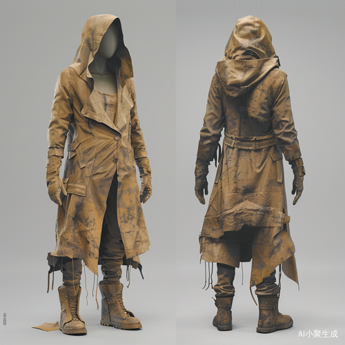 Yellow-brown Trench Coat with Dilapidated Aesthetic