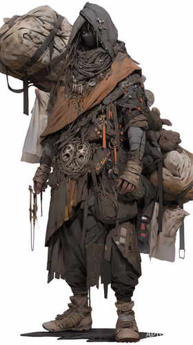 Barren Wasteland: Dark Gray and Khaki Full Body Model