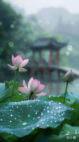 雨后江南，高清真实摄影背景高斯模糊桥景