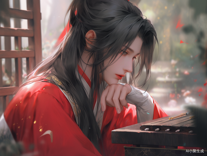 红衣古装男子：英俊潇洒江湖人物