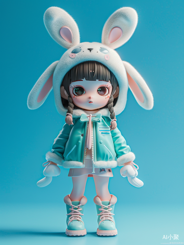 Chinese Zodiac Super Cute Girl in Rabbit Shaped Hat