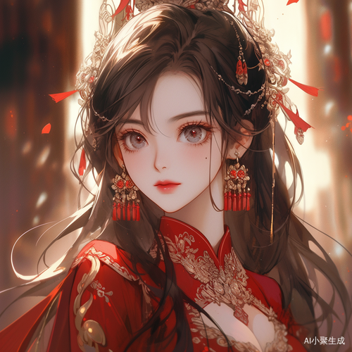 漂亮的中国古装女主与帅气红衣古装皇帝