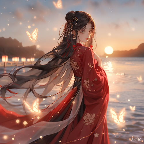 Anime Girl in Red Hanfu: A Blend of Ancient China and Fairyland