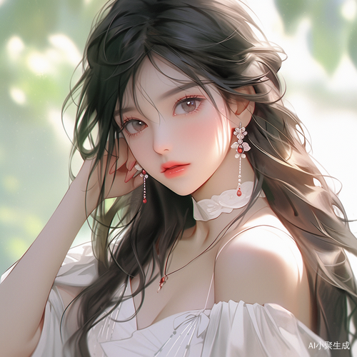 中国美少女，夏装裙子，迷人眼睛