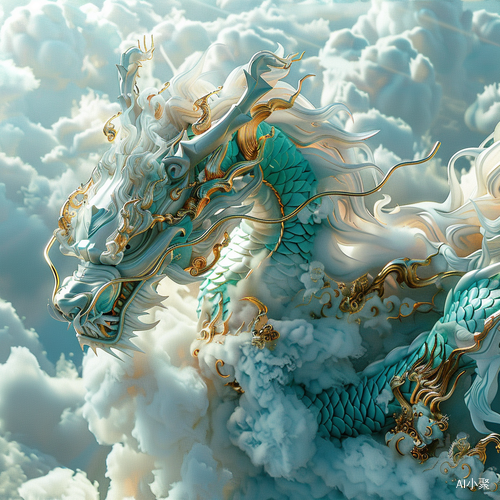 Translucent Clouds in Turquoise and Gold - 8K, Super High Detail