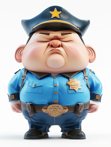 胖老头警长 - 超真实蓝色制服全身图