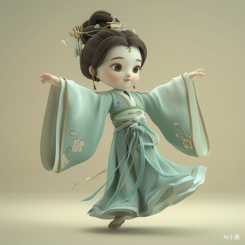 Lovely Cartoon Q Version: Dancing Chinese Girl