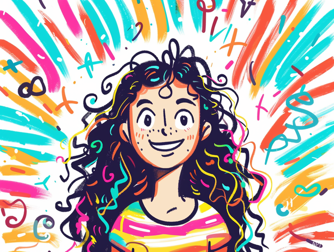 Youthful Cute Doodles with Bold Lines and Colorful Attire