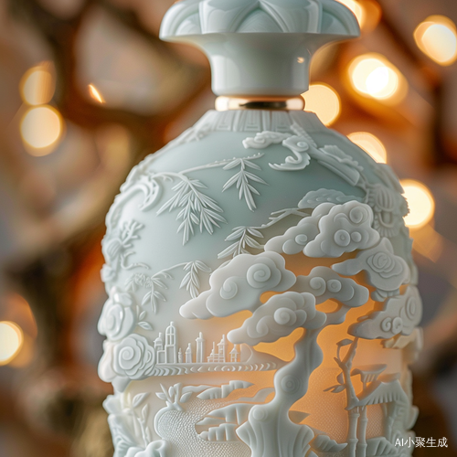 Exquisite White Porcelain Wine Bottle with Ancient Chinese Carvings