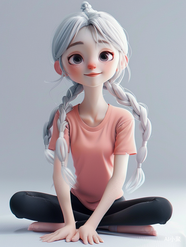 3D立体国风少女插画