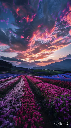 顶层花海，极光天空，日本花园的惊人风景