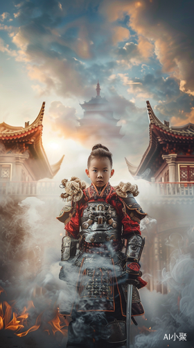 Masterpiece of Cinematic Photography: Boy in Traditional Chinese Warrior Armor