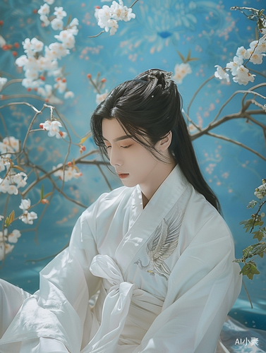 Chinese Boy in Ethereal Tang Dynasty Style Hanfu