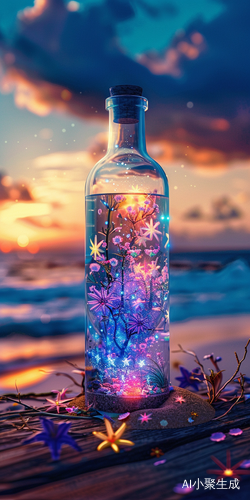 Aesthetic Epic Picture: Glass Bottle with World of Stars