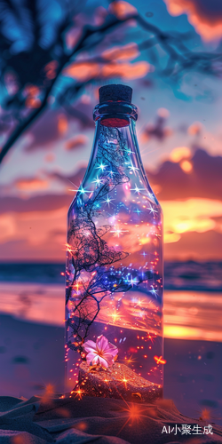 Aesthetic Epic Picture: Glass Bottle with World of Stars