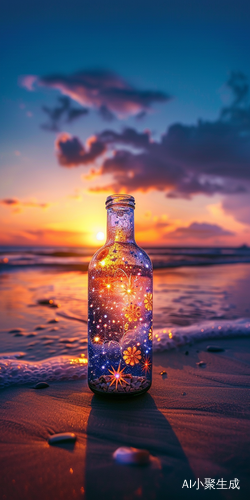 Aesthetic Epic Picture: Glass Bottle with World of Stars