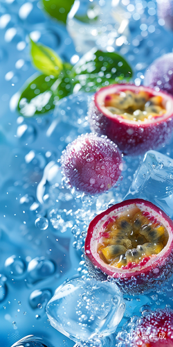 Passion Fruit and Water: Ice Cubes, Texture, and Colors