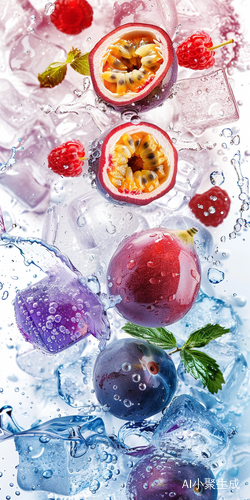 Passion Fruit and Water: Ice Cubes, Texture, and Colors