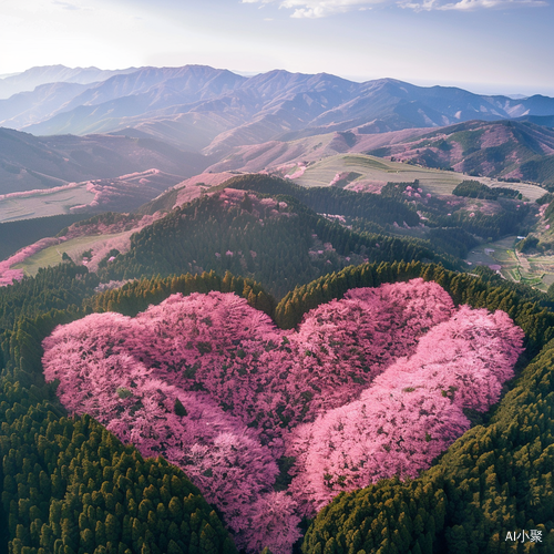 粉色花瓣与茂密树叶构成的如画美景