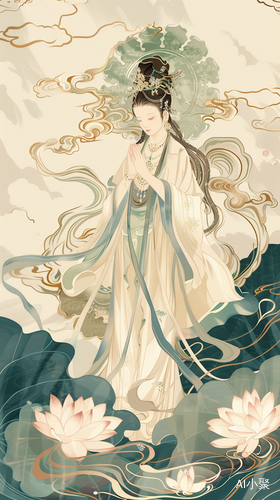 Tranquil Blessings: Avalokitesvara-inspired Mobile Wallpapers for Middle-aged and Elderly Users