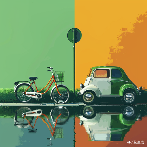 绿色环保：骑车vs燃油车的分裂互补色
