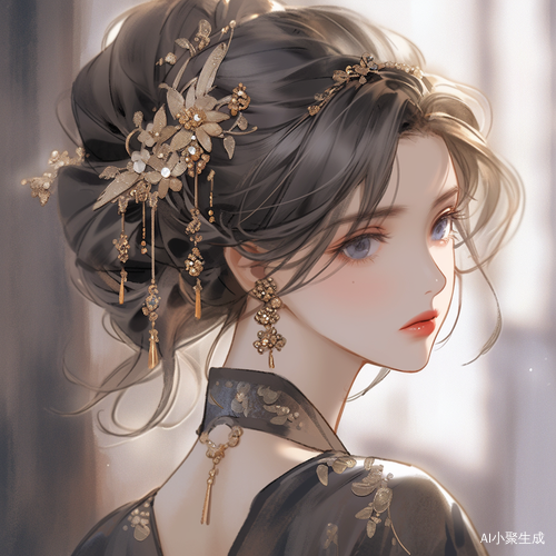 Elegant Portrait of a Charming Anime Girl in Chinese Painting