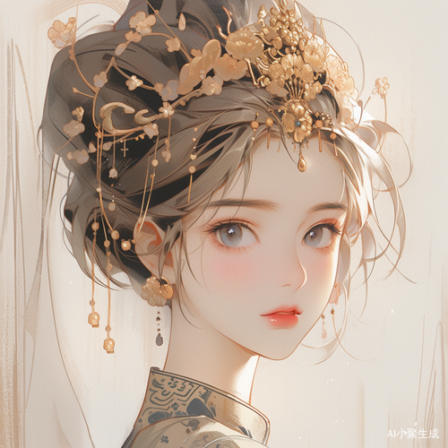 Elegant Portrait of a Charming Anime Girl in Chinese Painting