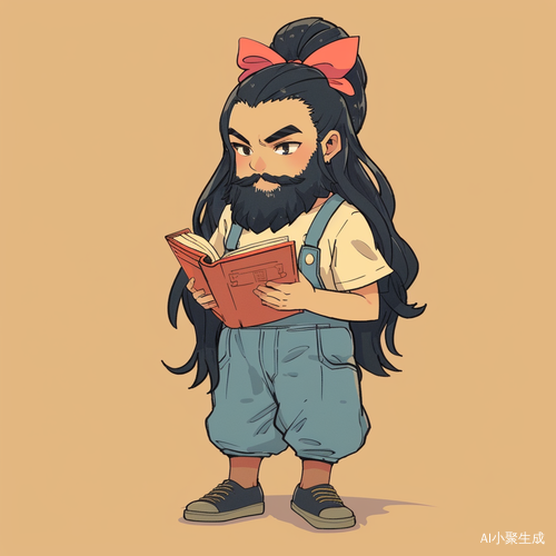一位可爱年轻男子手持书本，模仿宫崎骏风格的漫画儿童插画家