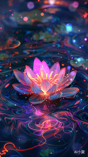 Glowing Lotus: A Digital Illustration of Tranquility and Enlightenment