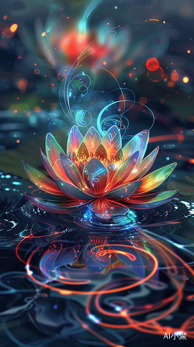 Glowing Lotus: A Digital Illustration of Tranquility and Enlightenment